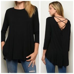 Black lace-up top